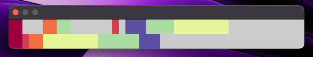 "Before" sort order, scattered rectangles of various colors